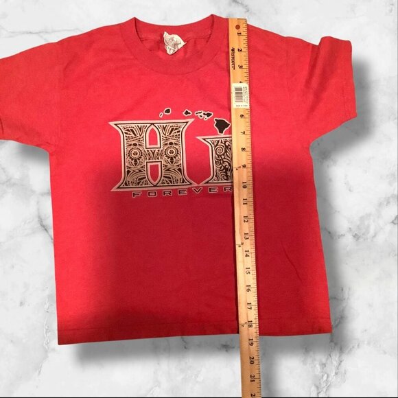 Alstyle Hawaiian "HI Forever" Red Youth T-Shirt XS - Picture 7 of 10